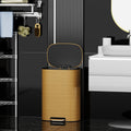 13 Gallon 50L Kitchen Foot Pedal Operated Soft Close Trash Can Stainless Steel Ellipse Bustbin Wood Wood Steel