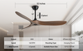 52 Inch Ceiling Fan With Remote Control Timed Lighting, Reversible Airflow And Quiet Operation For Living Room & Bedroom & Outdoor Wood Modern Abs