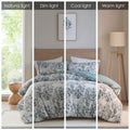 3 Piece Floral Printed Cotton Comforter Set Blue King Cal King King Blue Cotton