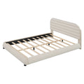 Queen Size Velvet Upholstered Platform Bed,Solid Frame And Stylish Curve Shaped Design, Beige Queen Beige Velvet
