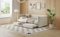 Twin Size Tufted Upholstered Daybed With Trundle, Velvet Sofabed With Rivet Design, No Box Spring Needed,Beige Twin Beige Velvet