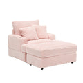 39 Inch Spring Upholstered Armchair And Ottoman Set Comfortable Single Sofa With Cup Holder And Corduroy Fabric, Perfect For Living Room Or Bedroom Pink Corduroy 1 Seat