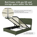 Upholstered Platform Full Size Hydraulic Storage Bed, Lift Up Storage Bed With Rgb Led Light, Bluetooth Speaker, No Box Spring Needed, Lychee Velvet, Green Full Green Velvet Fabric Metal