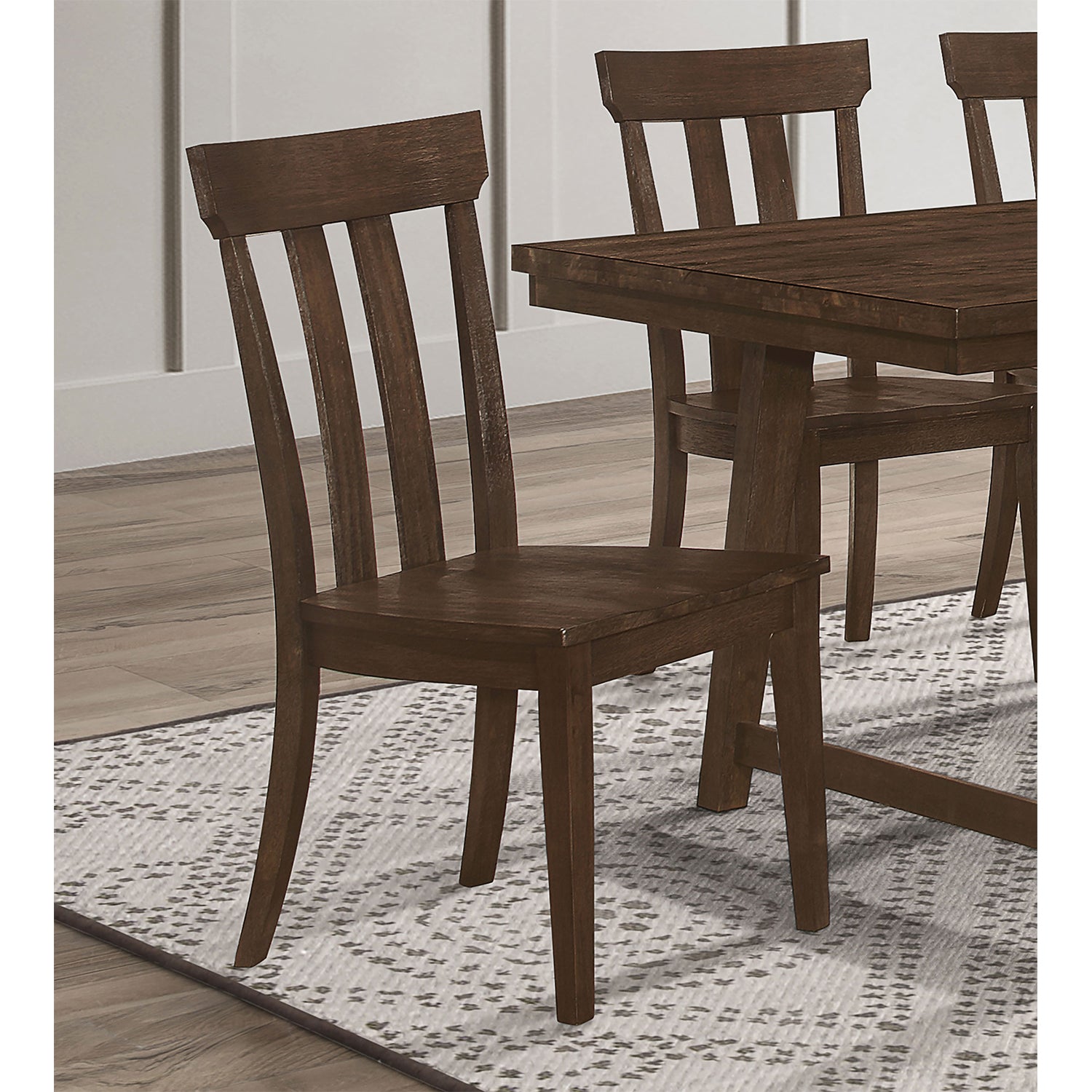 Set Of 2 Slat Back Wooden Dining Chairs, Brown Oak Brown Oak Dining Room Dining Chairs Slat Back Set Of 2 Mdf