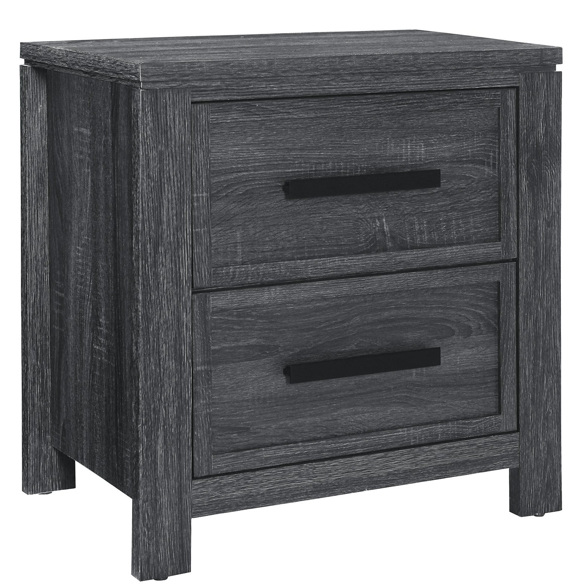 Aya Dark Grey Nightstand Dark Gray Solid Wood Mdf