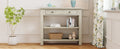 Retro Console Table With Drawer And Two Sturdy Shelves For Entryway, Living Room Gray Wash Gray Wash Mdf,Rubber Wood