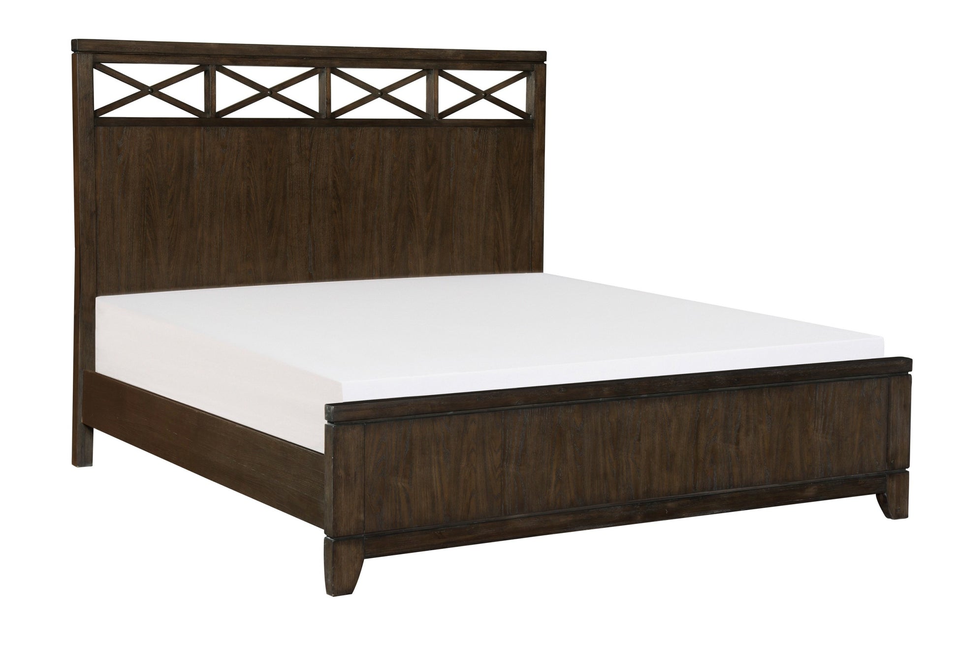 Contemporary Style Bedroom 1Pc Eastern King Bed Headboard With X Frame Insert Dark Brown Finish Wooden Furniture Modern Look Box Spring Required King Dark Brown Wood Bedroom Contemporary,Modern Panel Wood