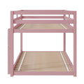 Twin Over Twin Floor Bunk Bed,Pink Twin Pink Pine