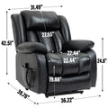 Dual Motor Infinite Position Up To 350 Lbs Electric Medium Size Genuine Leather Black Power Lift Recliner Chair With 8 Point Vibration Massage And Lumbar Heating White Metal Primary Living Space Heavy Duty Pine Black Genuine Leather Power Remote Medium