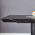 Table And Chair Set.This Modern Dining Table With Mdf Marbled Design Gives You A Luxurious And Elegant Feel.Paired With Multiple Chairs With Pu Artificial Leather Backrest Cushions And Black Legs. Black Seats 4 Mdf