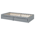 Twin Size Wood Daybed With Fence Guardrails And 2 Drawers, Split Into Independent Floor Bed & Daybed, Gray Old Sku :Lp000881Aae Twin Gray Solid Wood Mdf