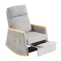 Accent Rocking Chair With Footrest High Back Rubber Wood Rocking Legs Bedroom Living Space 38.6D X 26.8W X 40.6H Inch Grey Rubber Wood