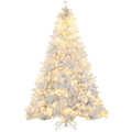 Homcom 7.5Ft Tall Prelit Artificial Christmas Tree Holiday D Cor With 1518 Branches, 500 Warm White Led Lights, Auto Open, White White Plastic