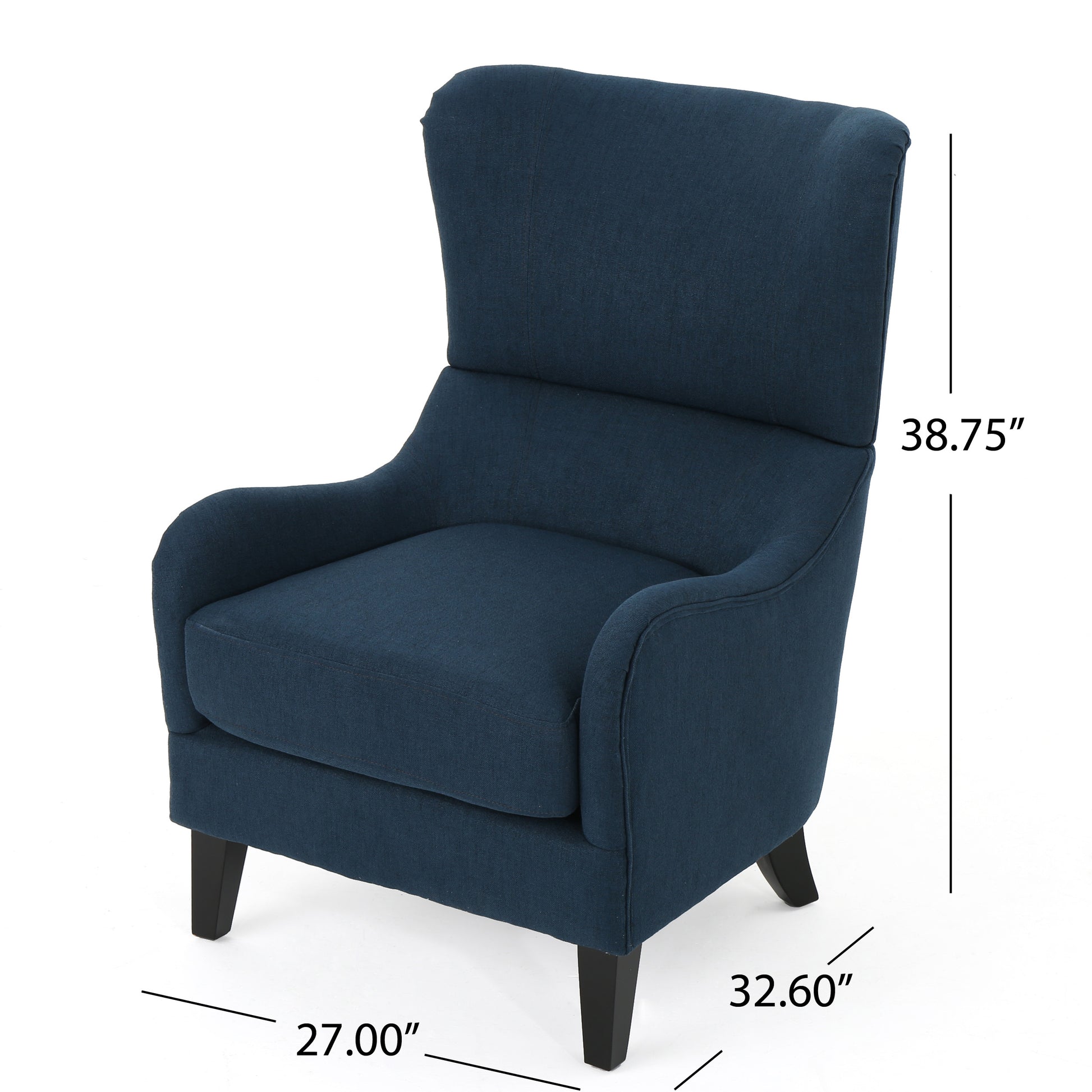 Hi Back Quentin Sofa Chair, Living Room, Study And Bedroom Navy Blue Fabric