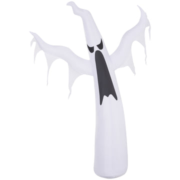 Homcom 6' Tall Halloween Inflatables Outdoor Decorations White Ghost, Light Up Blow Up Yard Decor With Led Light And Fan Indoor Outdoor For Garden, Lawn, Party, Holiday White Polyester