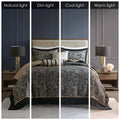 5 Piece Jacquard Bedspread Set With Throw Pillows Black King King Black Cotton