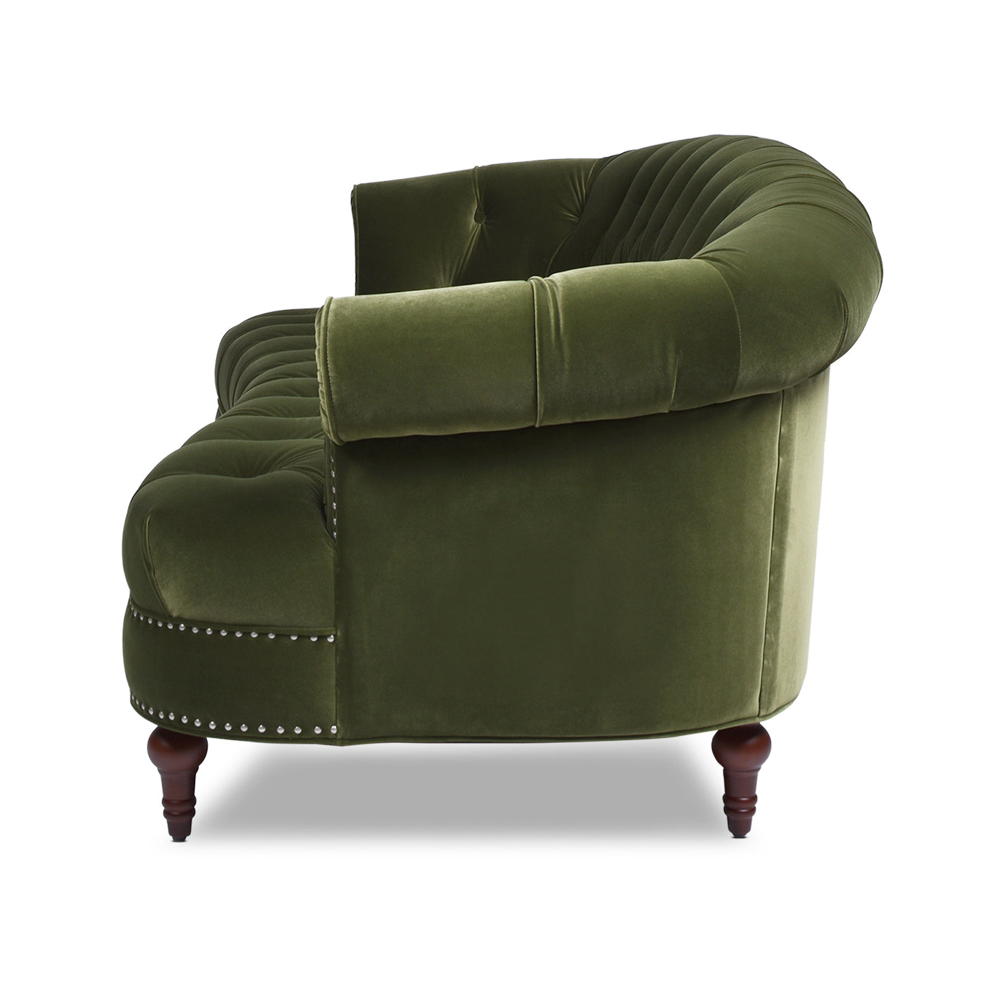 La Rosa Victorian Chesterfield Tufted Sofa, Olive Green Performance Velvet Olive Green Foam Velvet 3 Seat