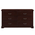 Classic Traditional 1Pc Dresser Of 6 Drawers Cherry Finish Bedroom Wooden Storage Furniture Cherry Wood