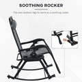 Outsunny 2 Pieces Outdoor Rocking Chairs, Foldable Reclining Zero Gravity Lounge Rocker With Pillow, Cup & Phone Holder, Combo Design With Folding Legs, Gray Gray Steel