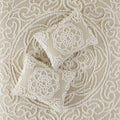 Tufted Cotton Chenille Medallion Fringe Coverlet Mini Set Taupe King Cal King King Taupe Cotton