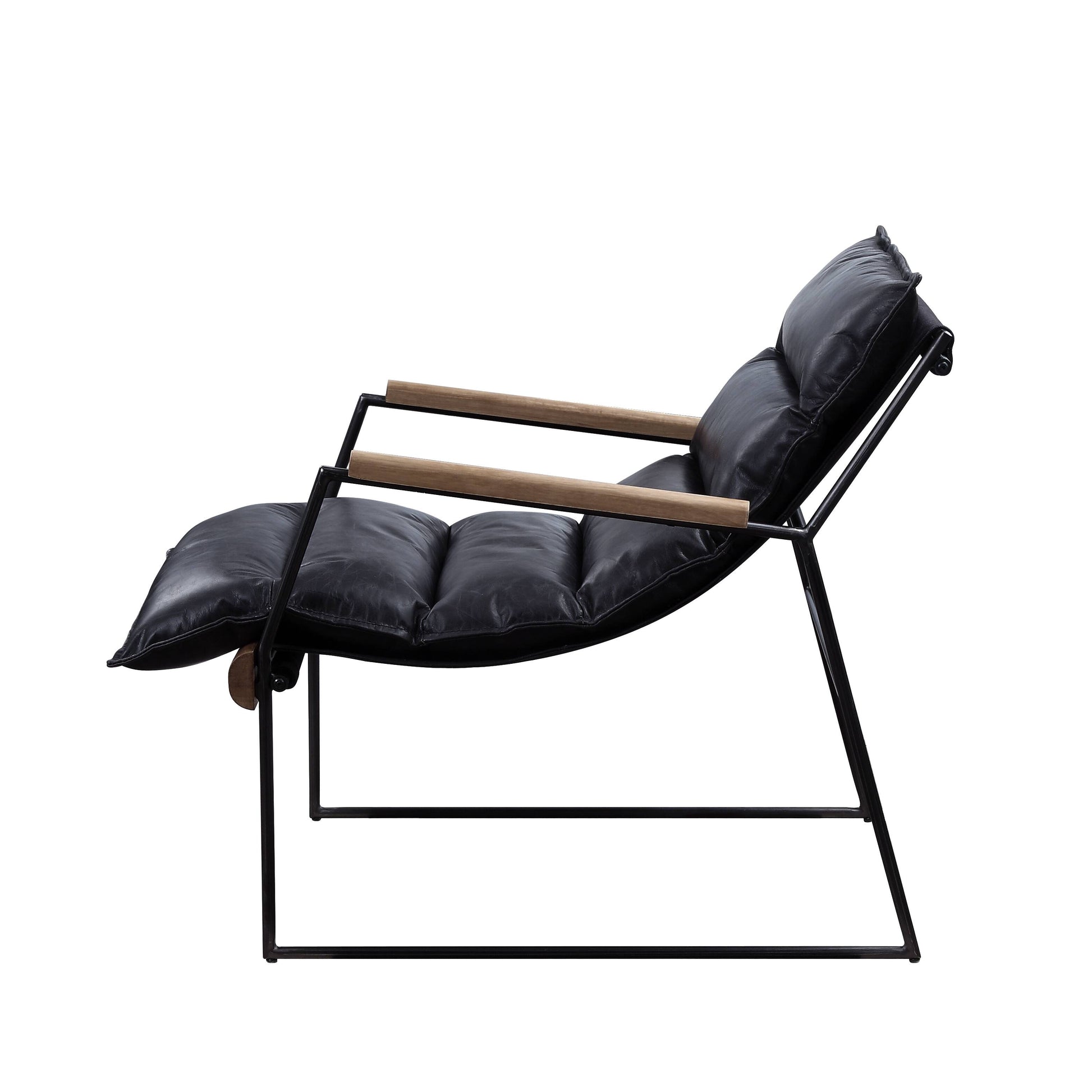 Distress Espresso And Matt Iron Accent Chair With Sled Base Espresso Primary Living Space Genuine Leather