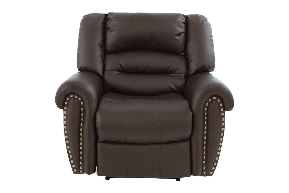 Modern 1Pc Manual Motion Recliner Chair Glider Dark Brown Bonded Leather Armrest Cushion Seating Living Room Furniture Dark Brown Faux Leather Primary Living Space Contemporary,Modern Bonded Leather