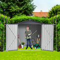 Xwt014 Garden Metal Storage Shed Gray White 6X4X6Ft Outdoor Storing Tools Rainproof Hinge Door Version Grey Metal