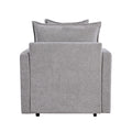 Chenille Fabric Comfy Deep Single Seat Sofa Upholstered Reading Armchair Living Room Gray Wood Foam Chenille 1 Seat