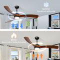 60 Inch 3 Blade Solid Wood Ceiling Fan Light Walnut American Design Solid Wood