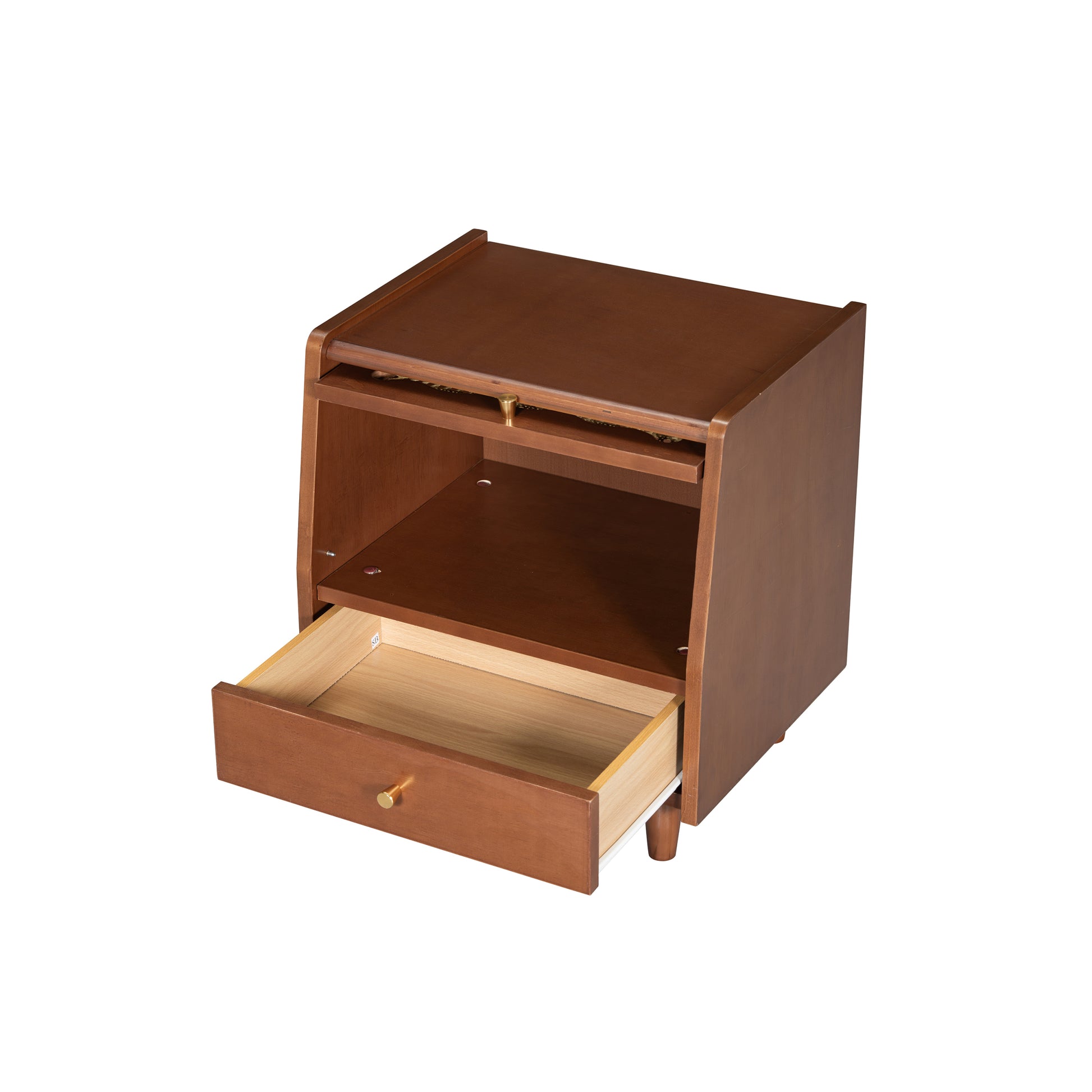 3 Pieces Bedroom Set With Full Size Wooden Bed Frame, 1 Vintage Nightstand And 1 Makeup Vanity Set With Stool,Walnut Expected Arrival Time: 08.23 Full Walnut 3 Piece Set Wood