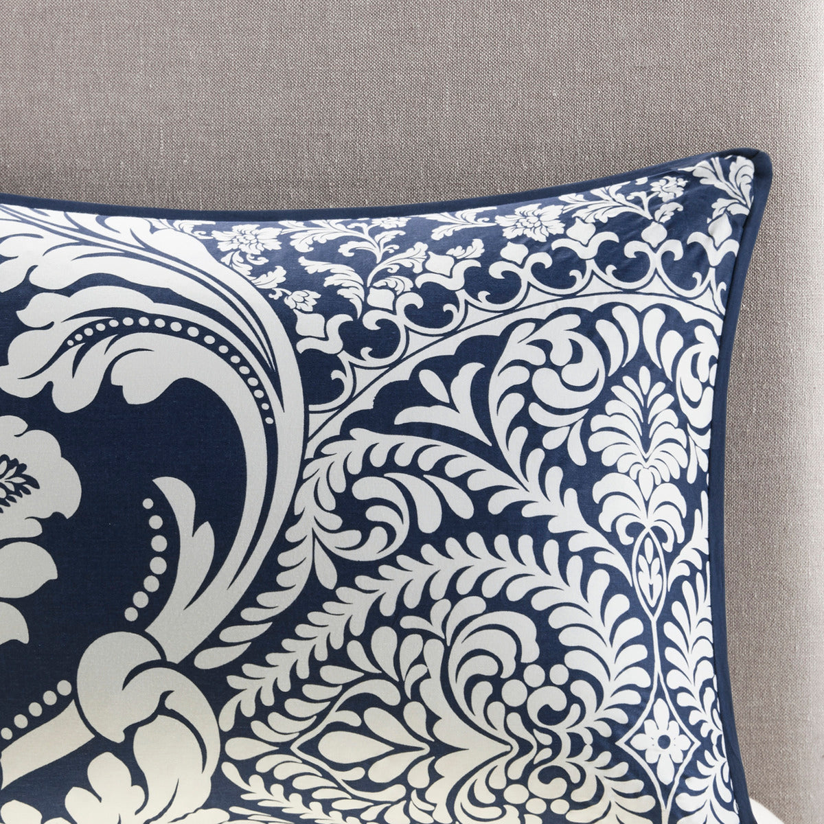 7 Piece Cotton Printed Comforter Set Indigo King King Indigo Polyester