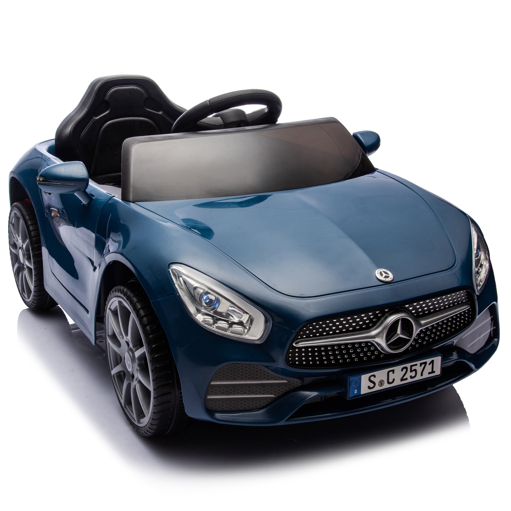 Licensed Mercedes Benz Cls 350,12V Kids Ride On Toy Car W Parents Control,2Wd,Four Wheel Suspension,Music,Bluetooth,Led Light,Usb,Power Display,Volume Adjustment,Speeds 1.24 3.11Mph For Kids Aged 2 4. Blue 50 99 Lbs Polypropylene