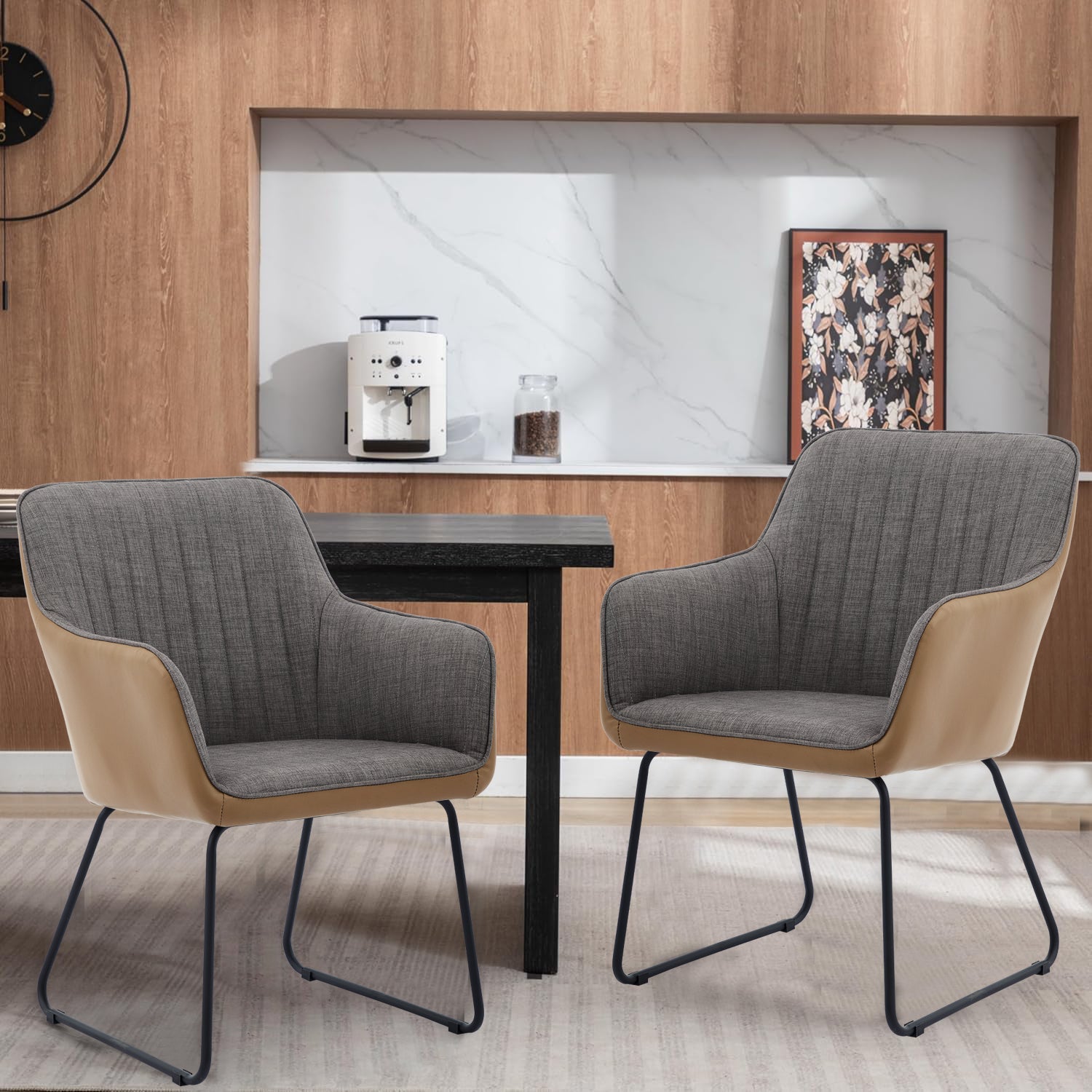 Ts Leisure Chair Dining Chair Light Grey Camel Oak Linen