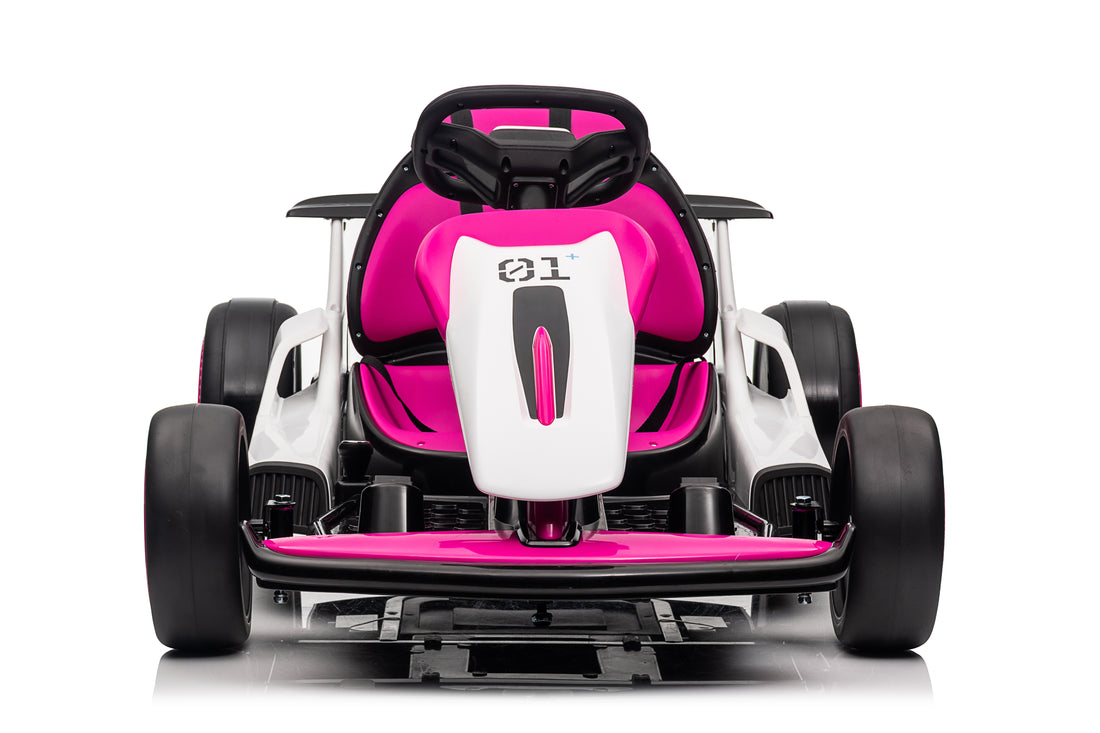 Electric Go Karts, Battery Powered Ride Karts Suitable For Children Aged 6 15, Outdoor Drift Pink Abs