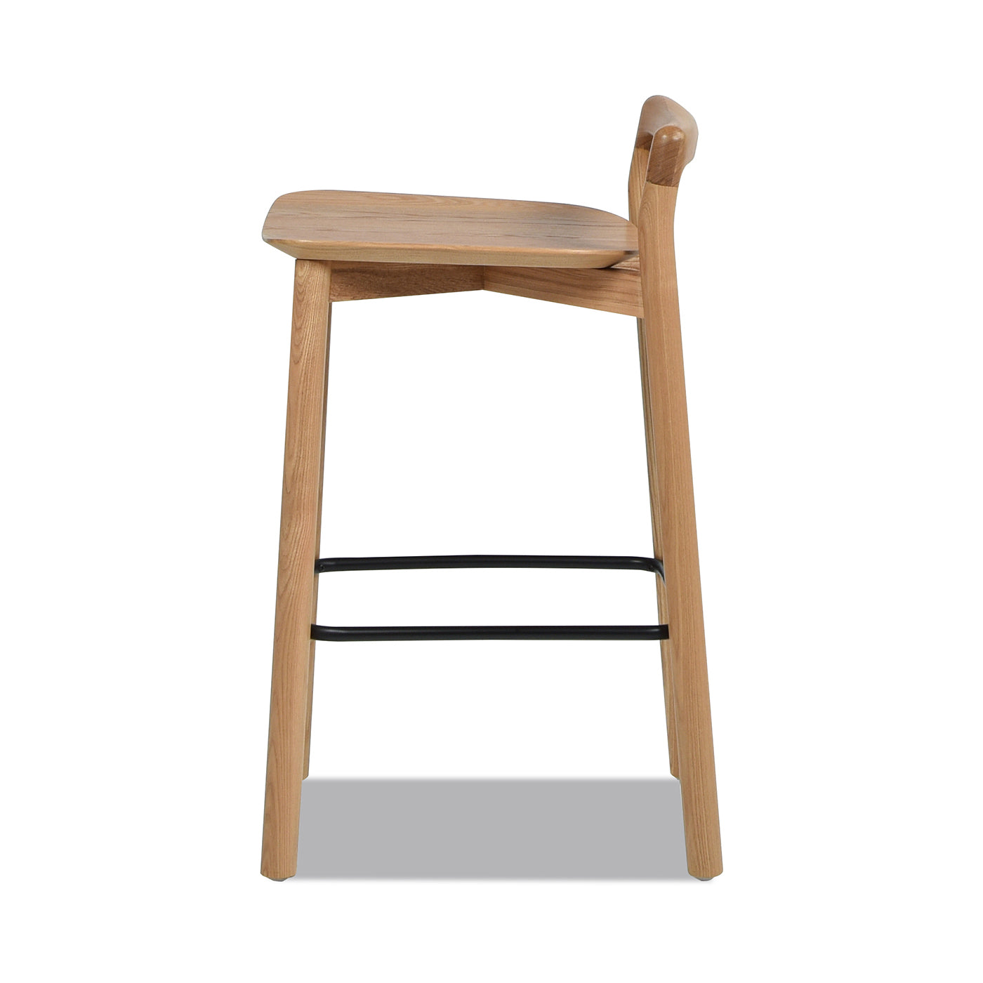 Sven 26.5" Modern Minimalist Low Back Wood Counter Stool, Natural Blonde Ash Wood Brown Wood Solid Wood