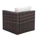 Patio Furniture, Outdoor Furniture, Seasonal Pe Wicker Furniture, 5 Set Wicker Furniture With Tempered Glass Coffee Table Brown Seats 4 Pe Rattan Iron Waterproof Fabric