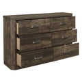 Rustic Brown Finish Dresser With Storage Drawers Clipped Corners Transitional Style Wooden Bedroom Furniture 1Pc Brown Bedroom Transitional Wood