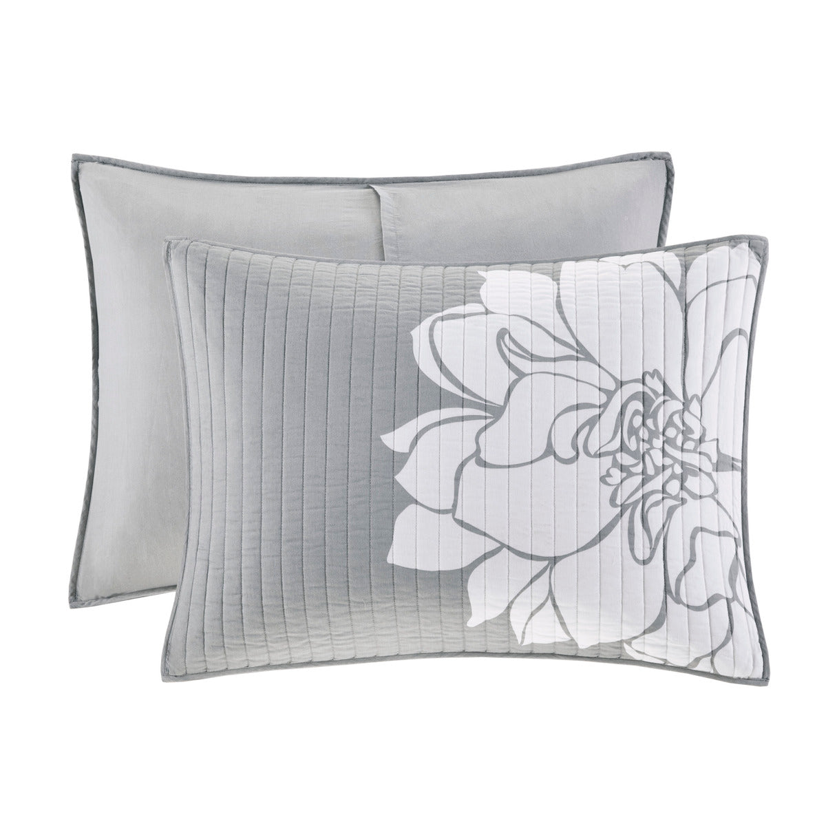 6 Piece Printed Cotton Quilt Set With Throw Pillows Grey Peach Full Queen Full Grey Peach Polyester