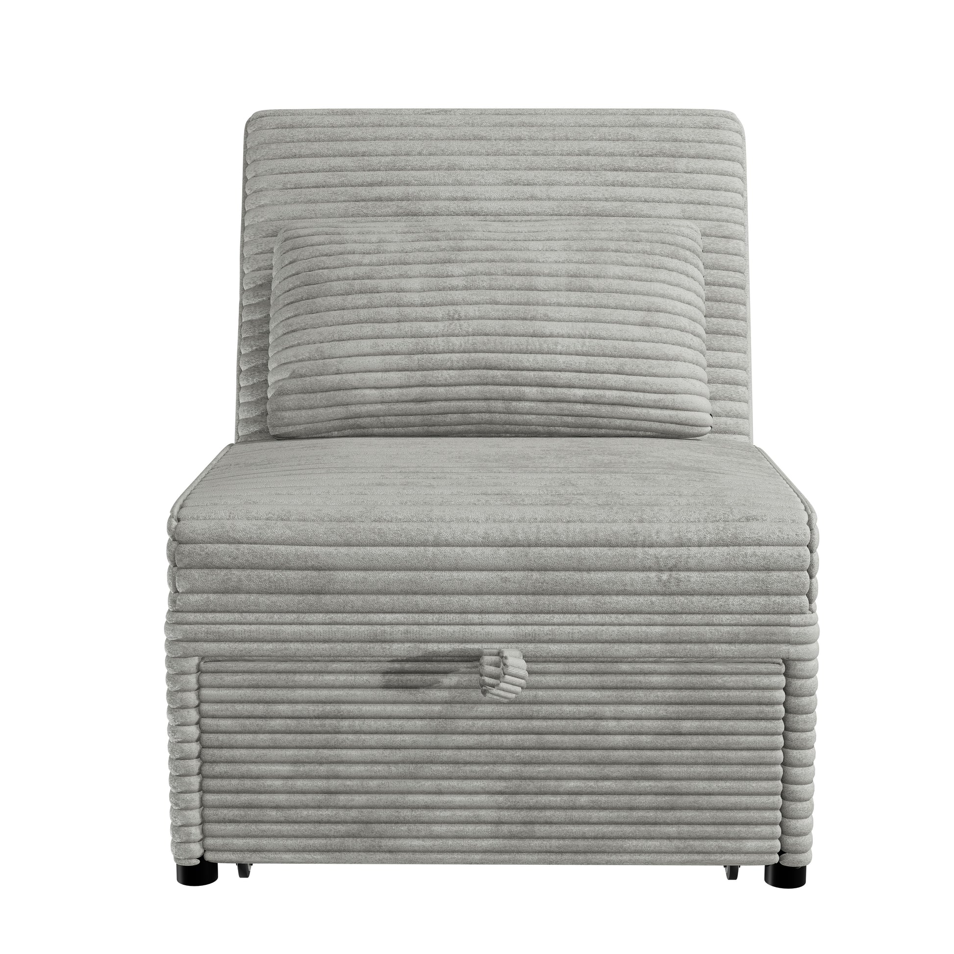 Contemporary Sleeper Sofa Chair Pillow Plush Tufted Seat 1Pc Convertible Sofa Ash Color Wide Welt Corduroy Natural Ash Corduroy Wood Primary Living Space Pillow Back Contemporary,Modern,Transitional