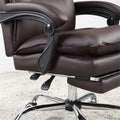 Contemporary Office Chair Upholstered 1Pc Comfort Adjustable Chair Relax Office Chair Work Brownpadded Armrests Brown Office Contemporary,Modern Office Chairs Tufted Back Adjustable Height Faux Leather,Metal