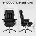 Office Chair, Big And Tall Executive Office Chair With Footrest, Leather Computer Chair, Ergonomic Reclining Chair High Back With Lumbar Support, Large Home Office Chair Black Black Pu Leather