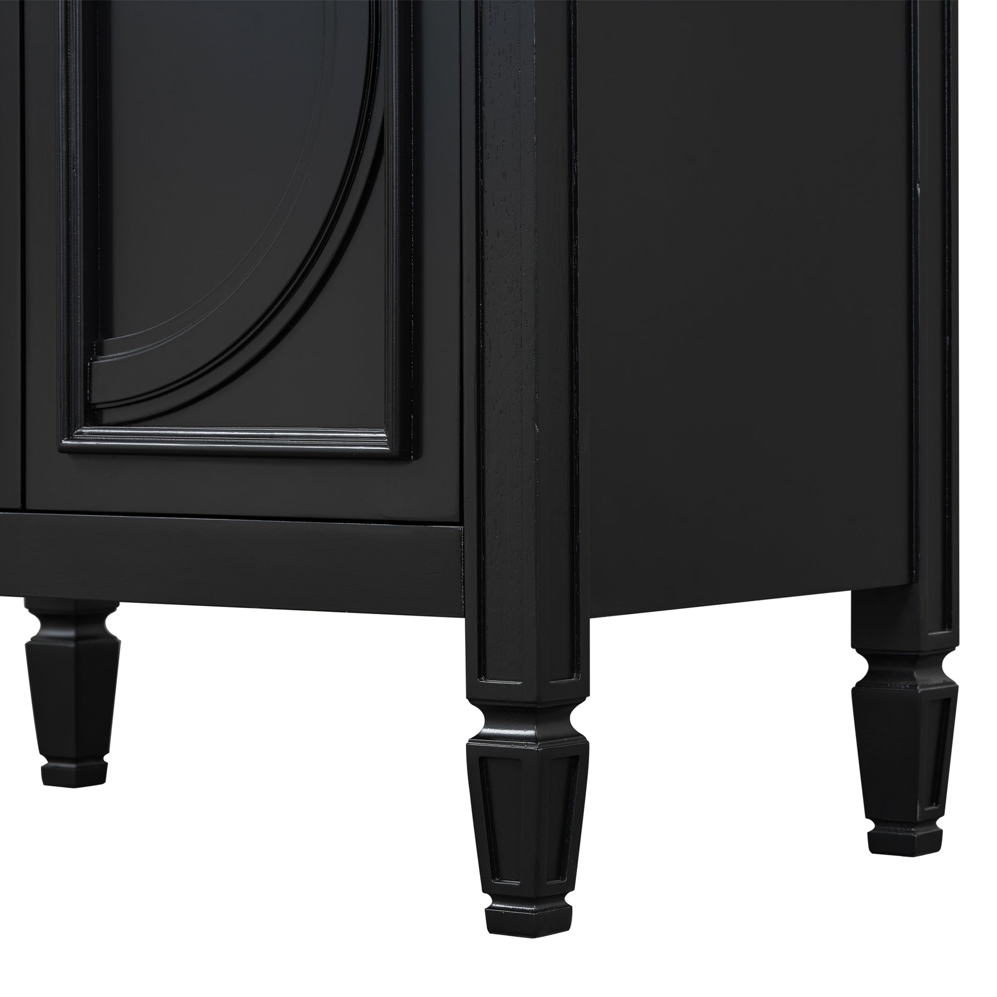30" Bathroom Vanity With Sink, Two Doors With Shelf, Soft Close Door Hinges, Vintage Style, Black Black Ceramic Mdf,Rubber Wood