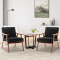 Mid Century Modern Chair, Living Room Chair With Solid Wood Frame, Accent Chair Extra Thick Backrest, Wingback Chair For Bedroom, Reading Room, Living Room, Lounge Chair Indoor Black Pu Primary Living Space Mid Century Modern Foam Pu Leather