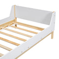 Twin Bed With Headboard, Footboard, Safeguards, Built In Bed End Book Storage Rack ,White Twin White American Design Pine