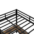 Full Xl Metal Loft Bed With Desk And Shelves, Loft Bed With Ladder And Guardrails, Loft Bed Frame For Bedroom, Black Full Xl Black Metal