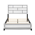 Modern Contemporary White Finish King Bed 1Pc Wooden Bedroom Furniture Black Line Design Box Spring Required King White Wood Bedroom Wood