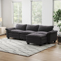 Living Room Furniture Luxury Sectional Sofa Couch With Ottoman Soft Velvet Upholstered Sofa Grey Grey Foam Velvet 3 Seat