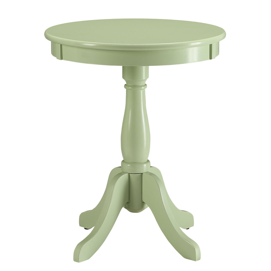 Light Green Side Table With Turned Pedestal Light Green Primary Living Space Traditional Round Wood