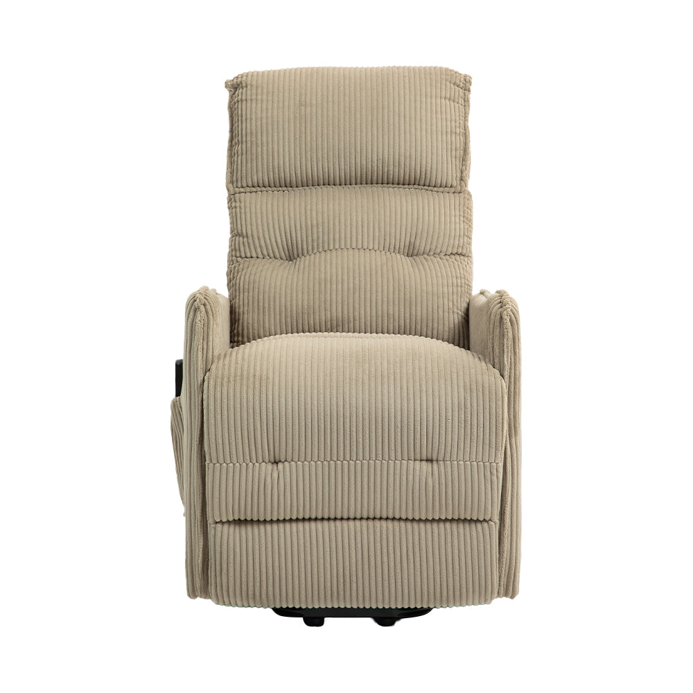 Coolmore Recliner Chair, Electric Recliner Chairs For Adults, Side Pocket Power Reclining Chair Pocket Springs Seat Cushion, Corduroy Fabric Recliner Sofa For Living Room, Bedroom, Home Theater Camel Camel Foam Corduroy