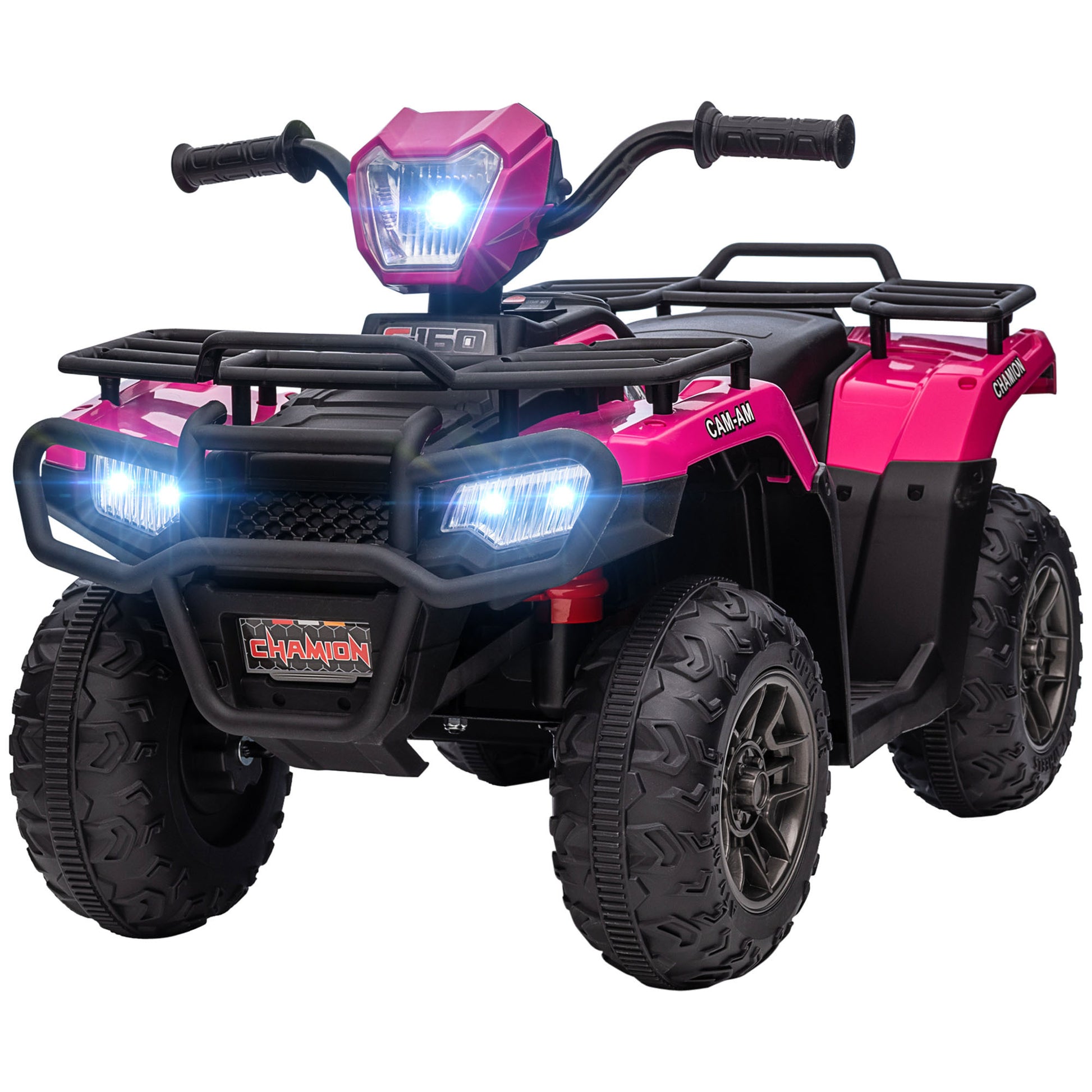 Aosom 12V Kids Atv Battery Operated With Aux Port & Usb, Kids 4 Wheeler With Tough Wear Resistant Tread, Electric Four Wheeler Kids Ride On Car Electric Car, Pink Pink Iron Plastic